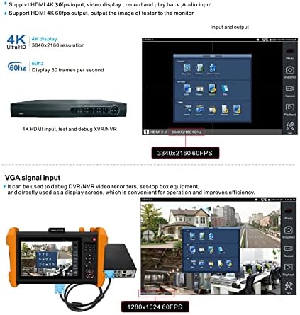 Wanlutech IPC Tester, CCTV HD Tester Поддршка 8MP AHD CVI TVI CVBS 8K IP камера Тест HDMI & VGA влез 7 IPS екран на допир SFP