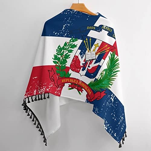 Знаме на доминиканската Република Персонализирана Мода Шал Кејп Заврши Печатени Ресел Пончо Топла Ресел Шал шамија За Жени