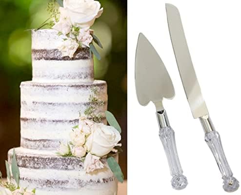 Нож за свадба и роденденски торта и сервер - Сет на сервери за торта за роденден за венчавки за свадба - Транспарентна идеја за најдобра