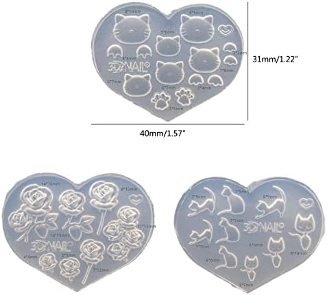 3Д силиконски калапи за резба на нокти за печатење гел гел матрици DIY маникир додатоци DIY нокти Алатки Мулти-дизајни 3Д калапи за уметност