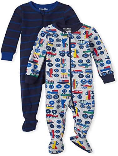 Детско место за момчиња за момчиња за момчиња и мали деца, се вклопуваат памук со едно парче пижами 2-пакет