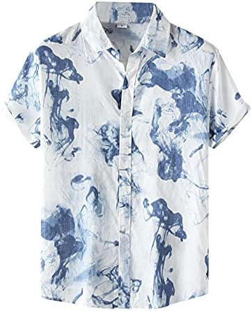 XXBR Менс Хавајски кошули со кратки ракави со кратки ракави и миење печатено летно кошула летно копче надолу гроздобер лабава плажа врвови