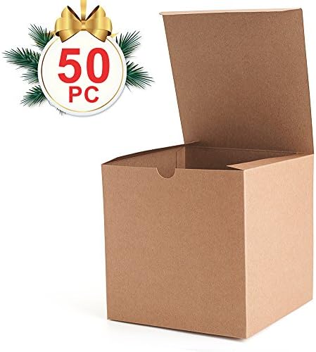 МЕША Браун Крафт Кутии За Подароци 6х6х6 Кутија За Подароци Со Капаци, 50 Парчиња, Кутија За Предлози За Деверуша, Кутии За Кекси,