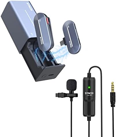 Микрофон Synco Type-C, P1T Type-C-Lapel Professional LAV Mic со кутија за полнење со 3,5 mm мини микрофон
