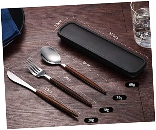 Luxshiny 4pcs Постави лажици Постави не'рѓосувачки челик сребрена вилушка и лажица сет метални прибор за јадење преносни прибор за јадење,