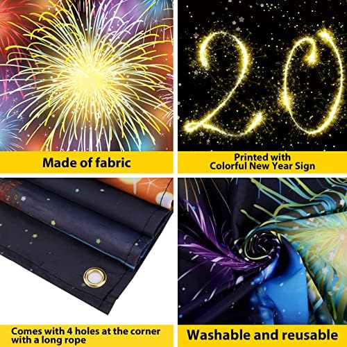 Duaiai Среќна 2023 година Декорации за забави на Нова Година, ткаенина огномет испечати среќна нова година 2023 година знак банер фото