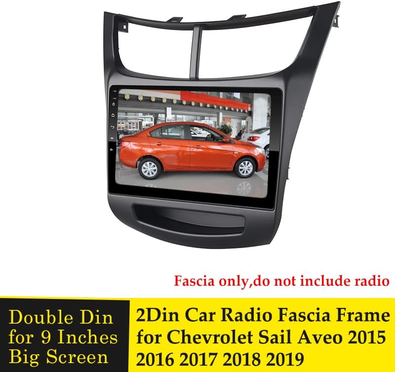 2DIN CAR DVD Frame Audio Fitting Adapter Dash Trim Kits Facia панел 9инч за Chevrolet Sail 2015-2019 Двоен радио плеер Безел