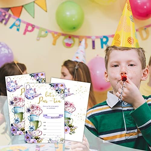 Покани за роденденски покани за чај од Suixo, покани за роденденски забави за чај од акварел, сајт за забава за забава за чај забава