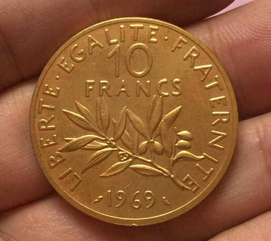 1969 Француски монети бакарни златни позлатени антички сребрени доларни монети занаетчиски занаети можат да дуваат