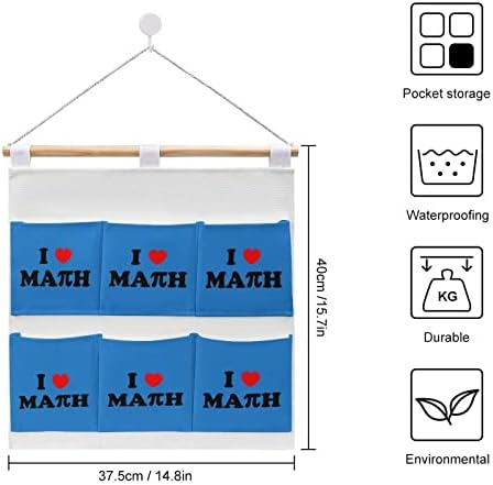 Сакам Математика Ѕид Плакарот Виси Торба За Складирање 6 Џебови Лен Памук Над Вратата Организатор Торбички За Спална Соба Бања