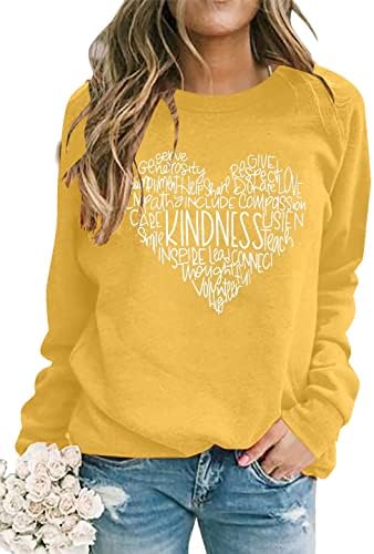 Mousya Kindness Heart Sweatshirt Love Heart Heart Graphic Tees Инспиративни џемпери се kindубезни врвови