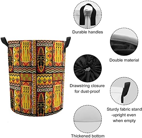 Африкански Тенџере Историски Елементи Тркалезна Торба За Перење Водоотпорна Пречка за Складирање Со Капак И Рачка За Врвка
