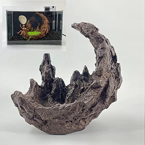 Sinqorcn 《Moon Mountain》 Аквариумски украси за риби ， 17x11.5x17 см, камени украси, реална и природна форма, погодна за садење водни