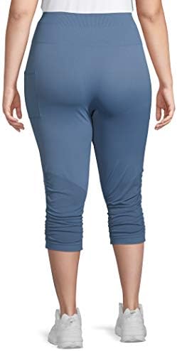 Под контрола плус големина хеланки на капри за жени со џебна стомачна контрола со висока половината јога панталони тренингот за пантолони 1x