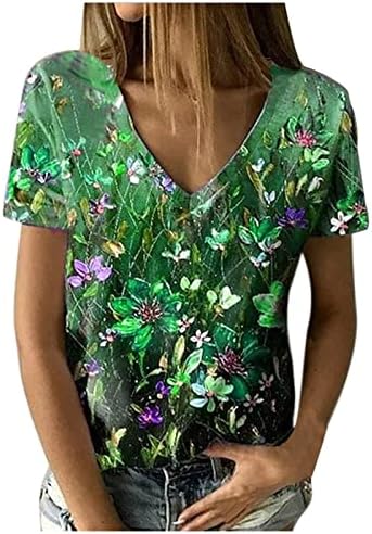 Womenените врвни летни есенски кратки ракави, памук, памучна графичка бренд блуза маица за девојки Z0 Z0