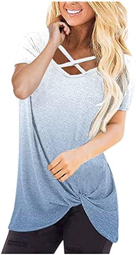 Дами лабава вклопена опуштена фит -тит памук памук vneck графички завој Топ маица за тинејџерски девојки лето есен
