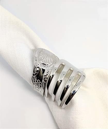 Колекции на домашни колекции Шахен, вилушка прстен за салфетка - сет од 6 позлатени месинг вилушки прстени за Божиќни прослави, Денот на