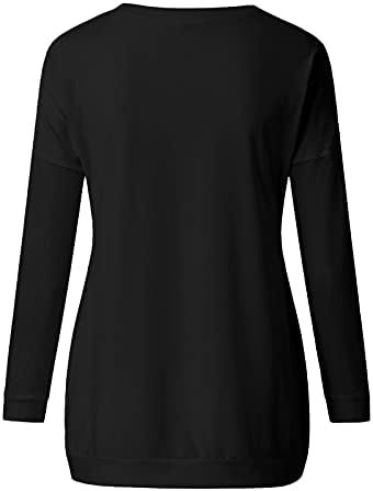 Женски обичен цврст долги ракави пулвер врвови на лесни џемпери пролетно лето 2023 кошули за дишење врвови