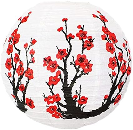 Еден фенер Кинески јапонски декоративен цреша цреша сакура хартија фенери, 12-SAKR- RD-8