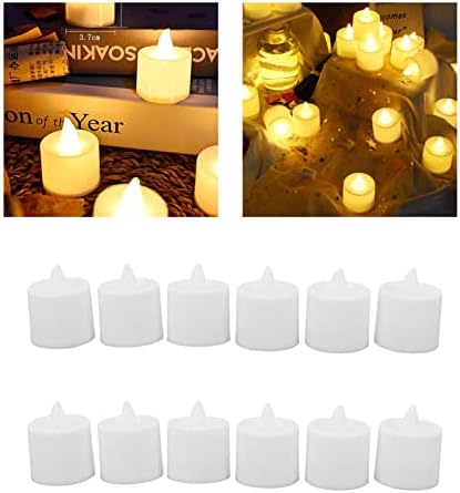 12 парчиња без запалени свеќи за гласање Вистински восок Електронски треперење мали LED столбови свеќи за празнична свадбена забава