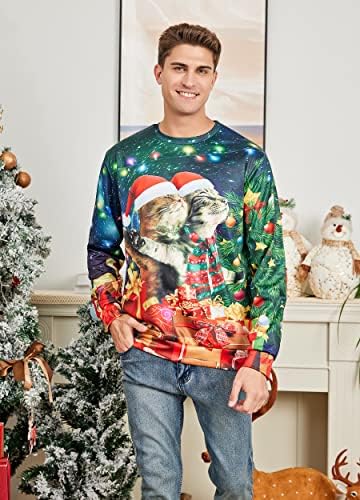 Лепарел мажи и жени грда божиќен џемпер смешен џемпер со долги ракави пуловер