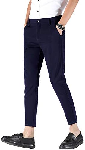 Карирани&засилувач;Обичен Машки Истегнување Слаби Вклопуваат Секојдневен Бизнис Панталони Глуждот Фустан Панталони