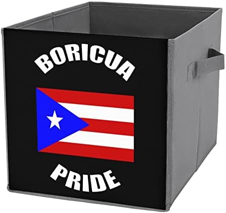 Гроздобер Борикуа Гордост Порторикански Пр Знаме Склопувачки Коцки За Складирање Ткаенини Кутија 11 Инчни Преклопливи Канти за Складирање