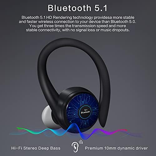 Bluetooth T26 Вистински Безжични Слушалки Автоматско Спарување Bluetooth 5.1 Слушалки, Безжичен Уво-Кука Трчање Спортски Слушалки,