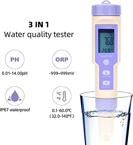 Yiwango прецизно 3 во 1 тест пенкало, тестирање на квалитет на вода, преносен тестер за температура на pH/ORP за тестирање на RO вода