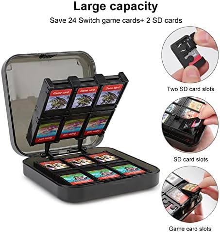 Case Card Card Cards Caspe Caspe за прекинувач за префрлување на преносот Lite Portable Storage Box со 24 слотови за картички за игри
