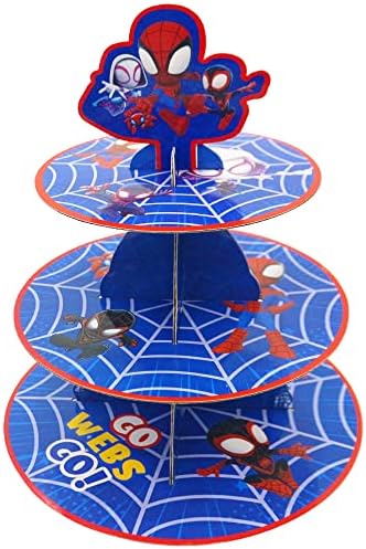 Пајак пријатели cupcake штанд сет-3-нивоа тркалезен картон со кекс-столб за десерт, приказ, пајаци украси за забави за забави за декорација