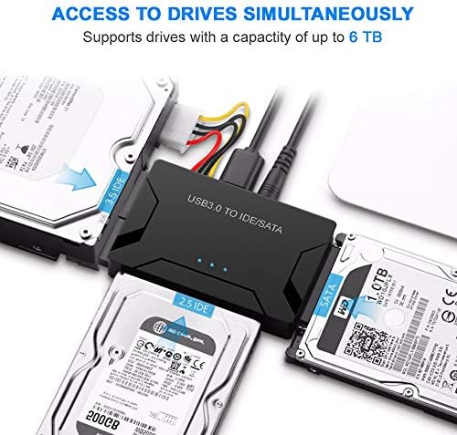 Eyoold SATA IDE до USB 3.0 адаптер, конвертор на читач за обновување на надворешниот хард диск за универзален 2,5 3,5 HDD/SSD CD/DVD