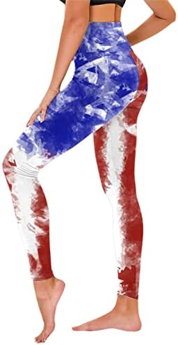 Јога хеланки за жени Контрола на стомакот во САД, лента со знамиња, џогер панталони Беспрекорен тренинг фитнес спорт активни јога