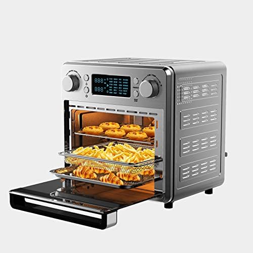 Leiko 2023 Air Fryer Toaster Combo Combo, 26,5 QT со голем капацитет за ротарии и конвенции, 6 парчиња тост, 12-инчен пица, со рачка и вратило,