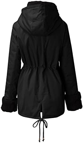 Дасеис женски зимски палта, палто со долг ракав женски трендовски пад кампување плус големина џебни јакни густ снег