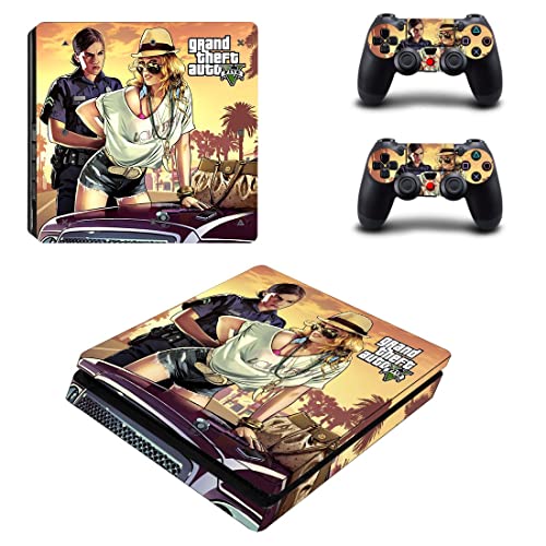 За PS4 Slim - Game Grand GTA Theft и Auto PS4 или PS5 налепница за кожа за PlayStation 4 или 5 конзола и контролори Декал Винил ДУЦ -5729
