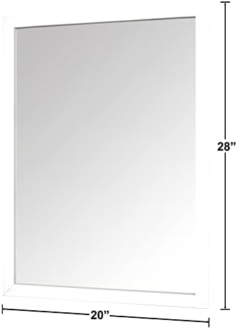 Форе Правоаголен Ѕид Огледало 20 х 28 Ѕид Огледало за Бања Влезот Спална Соба Дневна Соба, Бела