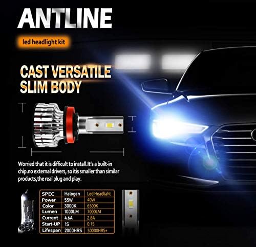 Antline 9005/HB3 Високо Светло H11/H8/H9 Ниско Светло Супер Светла 14000LM LED Светилки Комбо Комплет ПАКЕТ 6500K Кул Бела,