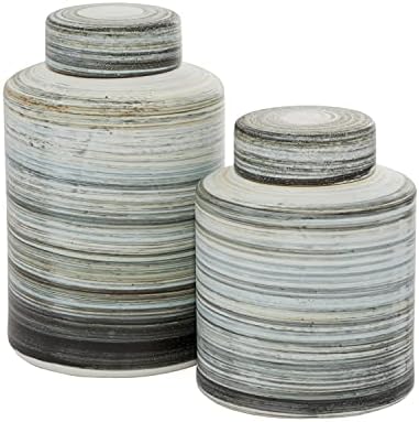 Декоративни тегли со керамички цилиндер, сет од 2 13 , 10 ч, сива