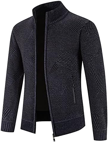 Зимска јакна на Xiaxogool Mens, машки обичен топол штанд џемпер џемпер кардиган тенок вклопат врвови на палто за надворешни работи