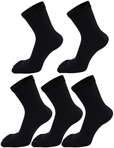 Чорапи за мажи со пети, памук, дише атлетско трчање глуждот со пет прсти екипаж пакет од 5