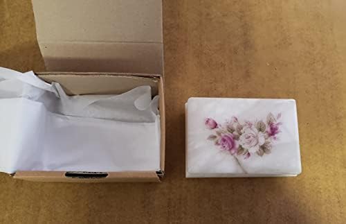 Оригинална Кутија За Накит Од Алабастер | Рози Дизајн На Цвеќе | Рачно Врежан| Изработен Во Италија