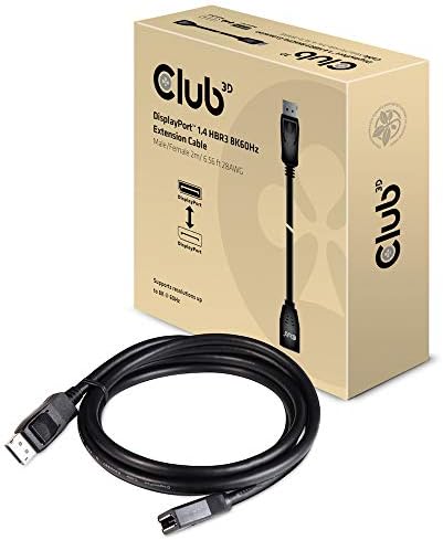 Club3D CAC - 1022 DisplayPort До DisplayPort 1.4/Hbr3 Кабел DP 1.4 8K 60Hz 2M/6.56 ft, Црн, Машко-Женски