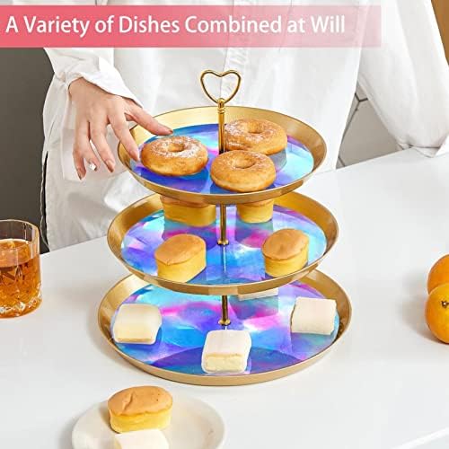 LLNSUPLY Шарени Стил Дизајн 3-ниво Пластични Cupcake Штанд Служат Послужавник-Златен Домот Декоративни Десерт Торта Штанд За Свадба