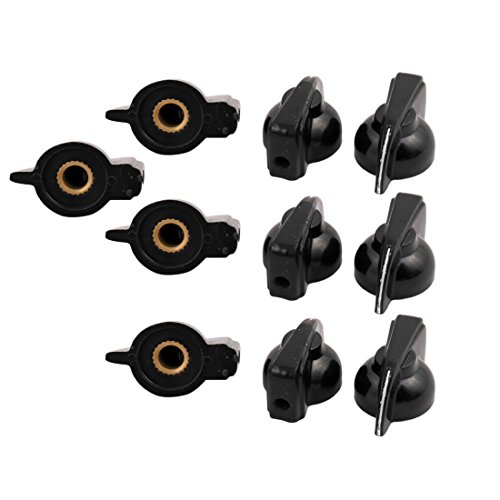 Uxcell 10pcs 6mm Dia црна пластична ротирачка прекинувач Потенциометарски копчиња капачиња