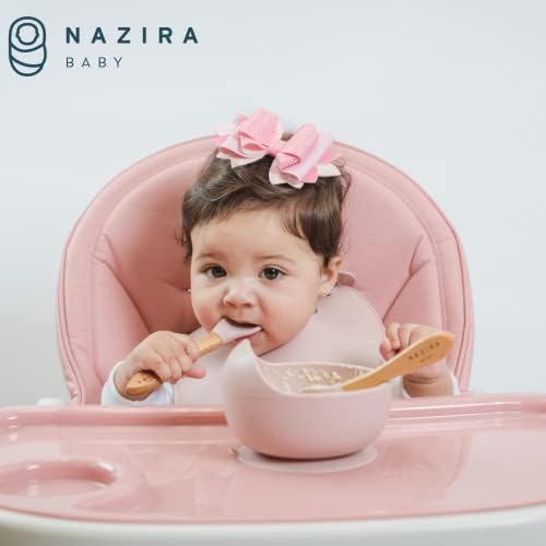 Силиконски садови и лажици на Назирабабија Прва фаза - чинија со лажица поставена за бебе и дете - БПА бесплатни чинии за вшмукување -