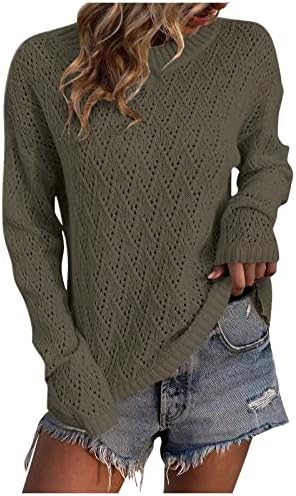 Nokmopo породилен џемпер обичен мода 2022 година со долг ракав плетење цврста боја џемпер врвна графичка маичка