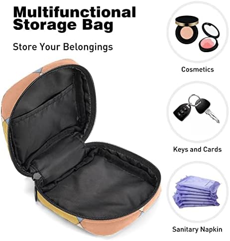 Оријукан санитарна торба за складирање на салфетки, торба за преносен период за жени девојки менструална чаша торбичка, едноставна геометриска шема модерна