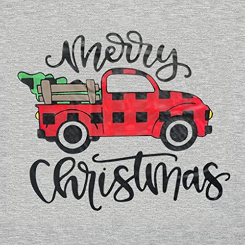T & Twenties Womenените Среќни Божиќни џемпери смешни Божиќни снежни автомобили пулвер Божиќно карирано дрво врвови