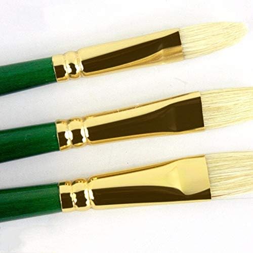 Wxbdd 6pcs зелена долга столбна рачка уметност четка четка четка сет со овална форма коса рачно изработена пенкало масло за масло, акрилна боја уметност